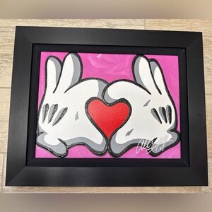 Disney Allison Lefcort You Have My Heart Mickey Hands Painting 17x21